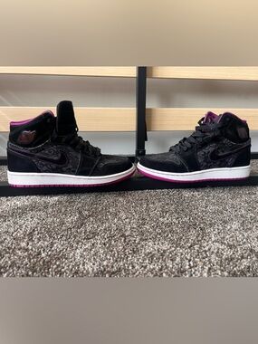 Jordan  Black & Purple High-Top Sneakers